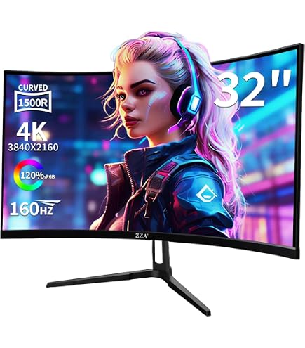 Amazon.com: ZZA 27 Inch Curved 300Hz Gaming Monitor White Computer